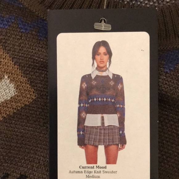 NWT Dolls Kill size Medium Sweater cropped fit Current Mood dark green grey - Picture 7 of 7